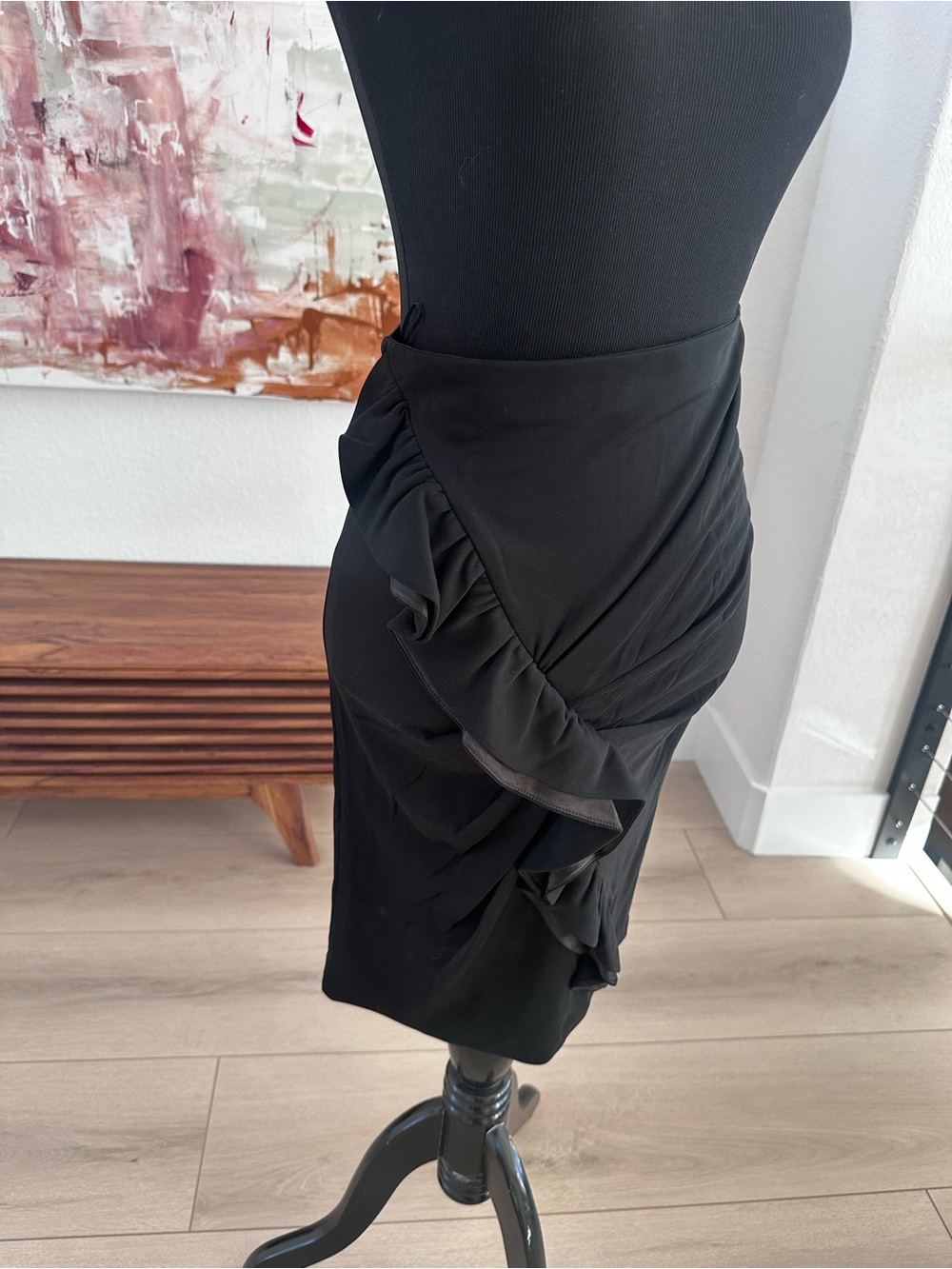 Emporio Armani Black Ruffle-Detail Pencil Skirt